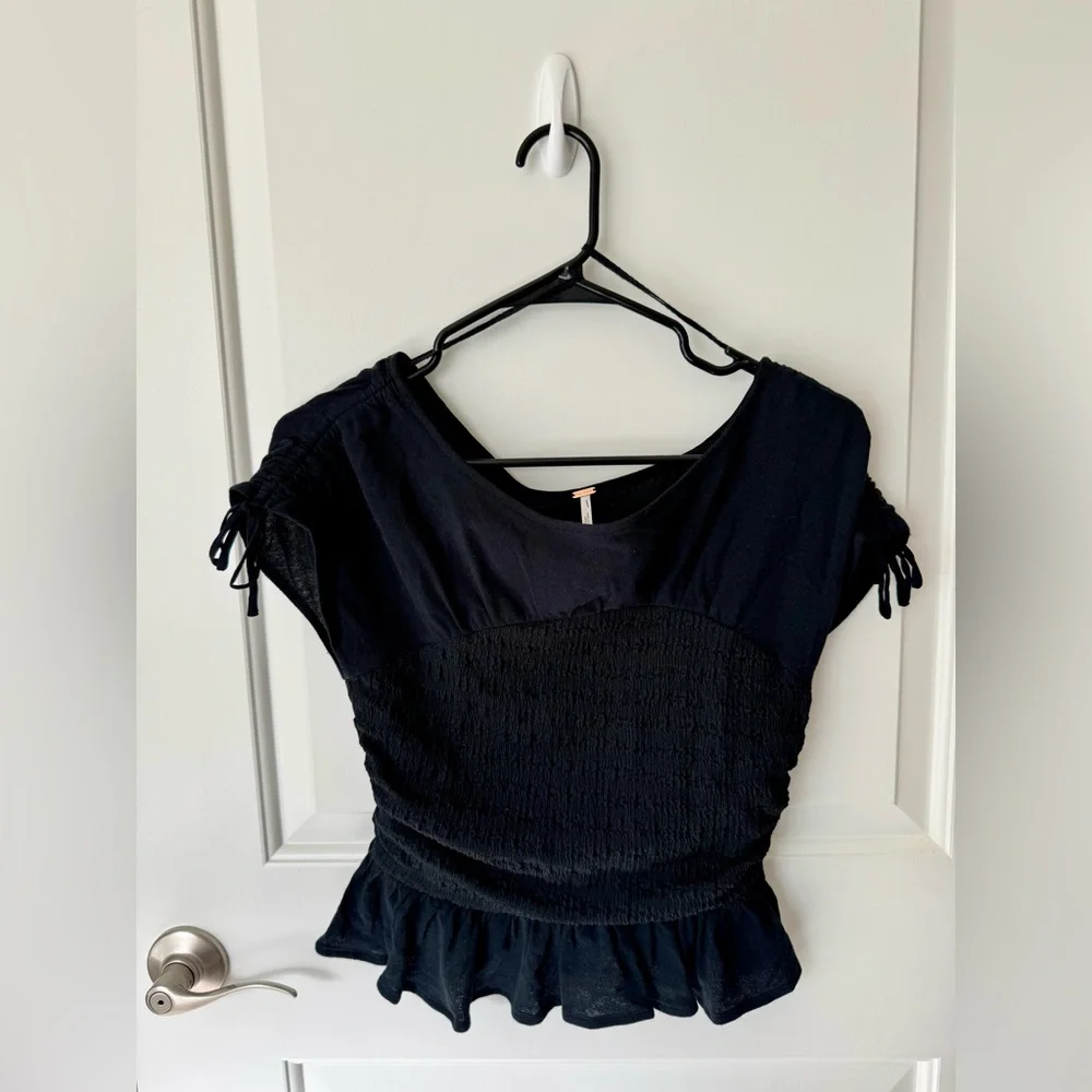 NWOT Free People Jessie Twofer Tie Shoulder Top